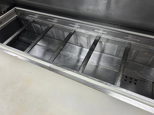 Everest EPR2-24 stainless steel sandwich prep table refrigerator, two solid doors, interior view, great condition.