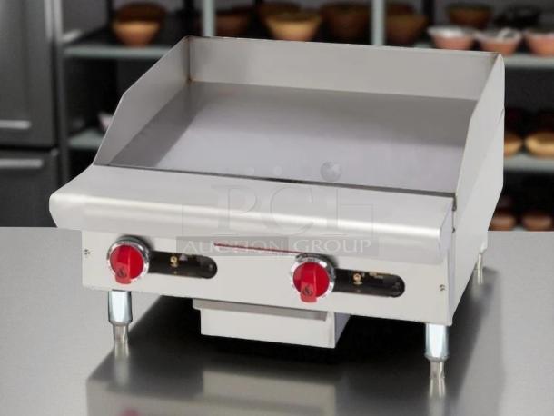 American Range ARMG-24-24" gas griddle, model AEMG-24H, in great condition, with manual controls and tested working.