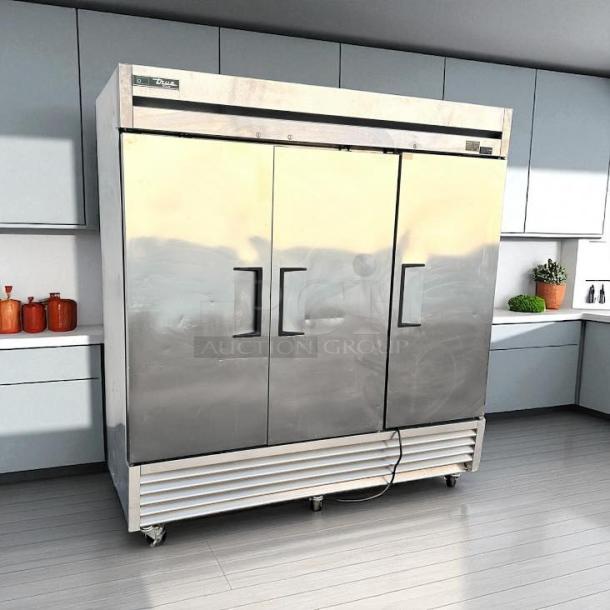 True TS-72F-HC reach-in freezer, 78 3/8", three solid doors, stainless steel, immaculate condition, 115v, tested working.