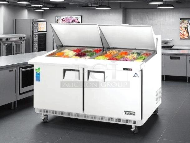 Everest Refrigeration EPBWR2 sandwich/salad prep table with refrigerated base, excellent condition, 59 1/8" wide, 115v.