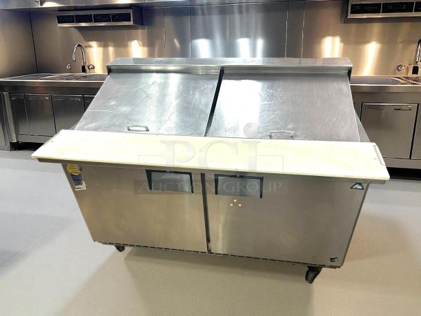 Everest EPBWR2 59" prep table in great condition; features mega top, refrigerated base; tested, working, 115v.