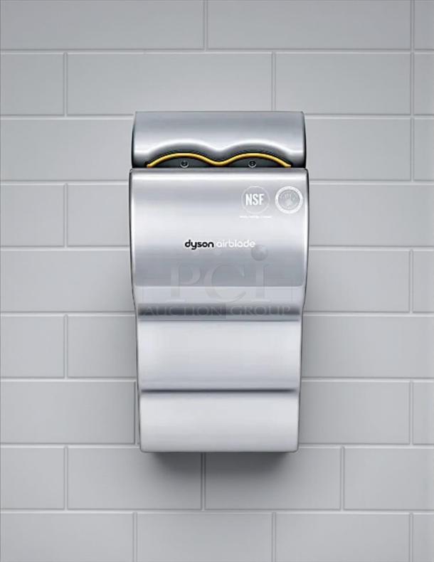 Dyson Airblade Hand Dryer, model 13043-01, silver, in perfect condition, tested and working, NSF certified.