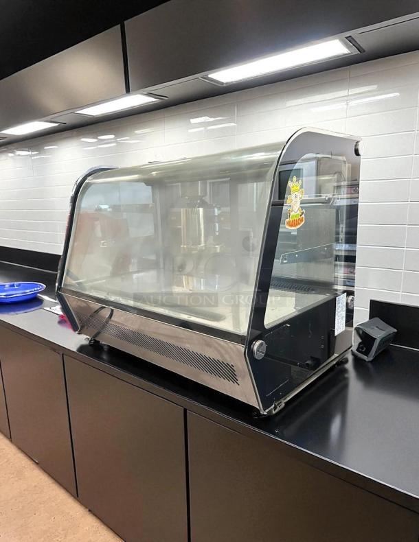 Cooler Depot RTW-160L-4 refrigerated display case, 35", countertop model, good condition, LED lighting, tested and working.