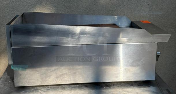 Dukers Gas Steel Countertop Griddle DCGM12, stainless steel, gently used, visible control knobs, compact design.