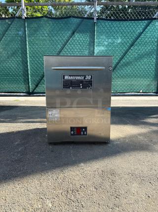 Wareforce UH30-E energy-efficient undercounter dishwasher, stainless steel, model UH30-E, 208/230V, visible control panel.
