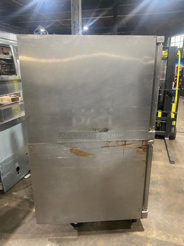 Alto-Shaam ASC-4G stainless steel double-stacked convection oven, natural gas, thermostatic control, visible wear.