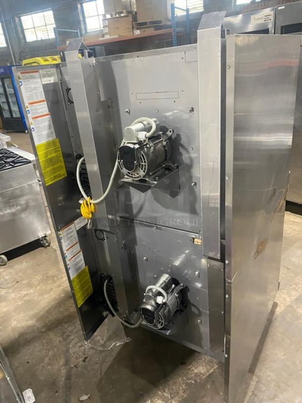 Alto-Shaam double stacked convection oven, stainless steel, natural gas, model ASC-4G. Thermostatic control, wired rack.