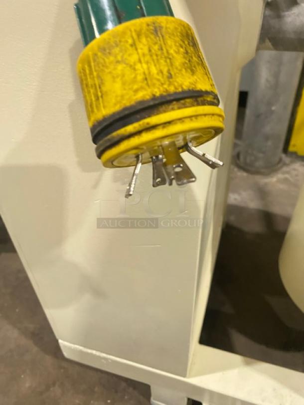 Stephan VCM44 commercial cutter/mixer power plug, 208V, 1-phase. Heavy-duty, on casters, essential connector detail.