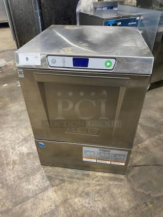 Hobart LXEC commercial under-counter dishwasher, stainless steel, with full-size peg rack, 120V, 1 phase, excellent condition.