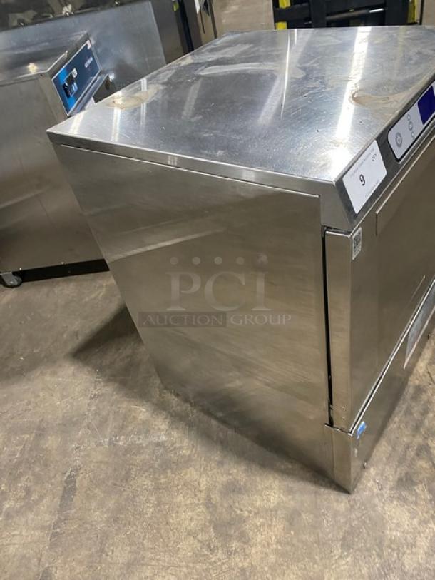 Hobart LXEC commercial stainless steel under-counter dishwasher with full-size peg rack, 120V, 1 phase, new body style.