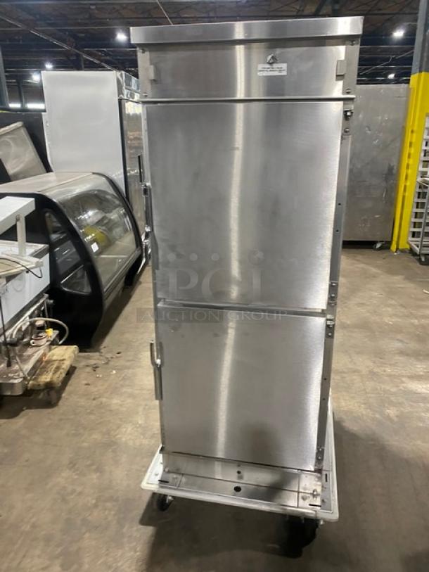 Winston Industries Cvap-4000A heated cabinet, stainless steel, model HA4522GE, half door, pass-through, on casters, 120V.