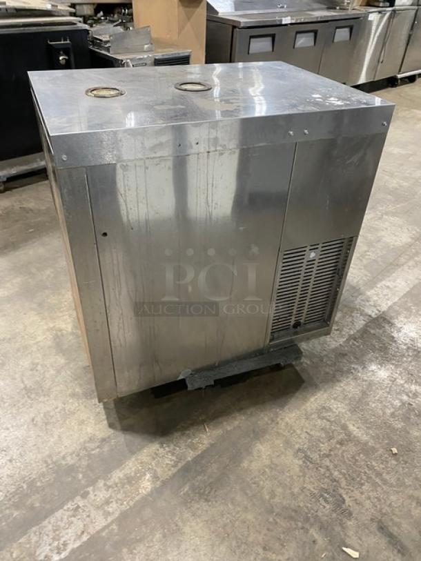 Perlick stainless steel refrigerated back bar cabinet, Model DZS36-T-1, single section, dual-zone, used condition.