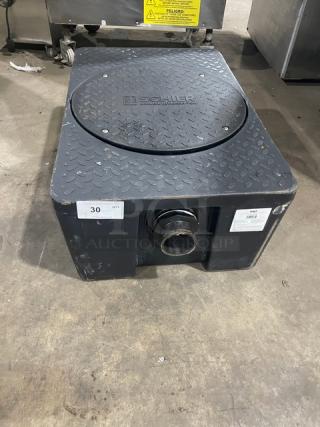Schier Products Great Basin 20 Gal. Grease Interceptor, Model 4065-001-05, black, well-maintained, visible labels and SN 2020-0379.
