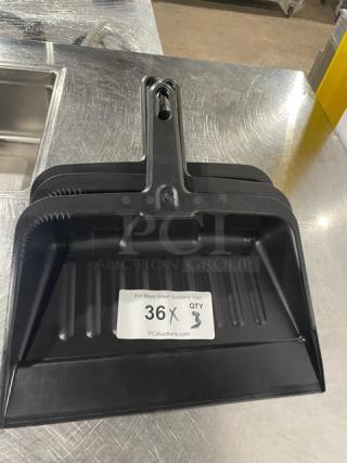 Rubbermaid Commercial black heavy-duty dustpan, model FG200500CHAR, 12.25", brand new condition, quantity 3.