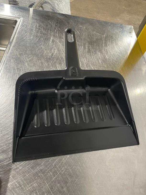 Rubbermaid Commercial Black Heavy-Duty Dustpan, Model FG200500CHAR, brand new, 12.25" width, durable plastic.