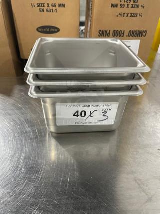 NEW Vollrath Super Pan V Series Model 30642, stainless steel, three steamtable pans. Excellent condition, commercial grade.