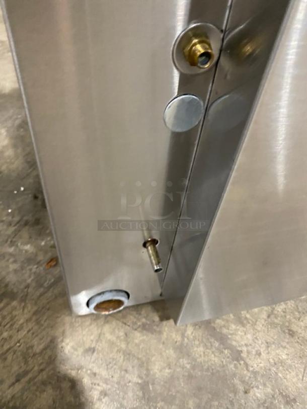 Southbend Strato Steam Series STRE5D, stainless steel electric 5-pan countertop steamer, side view showing port details.