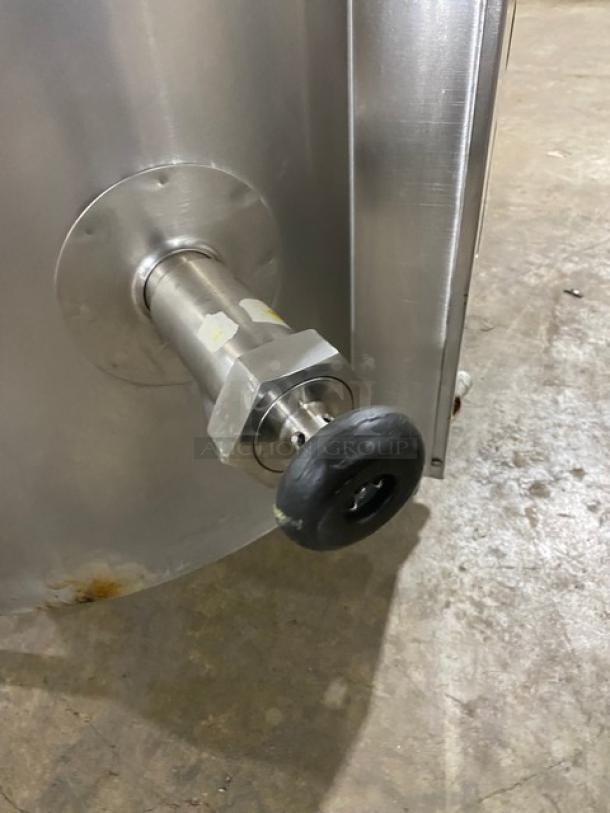 Groen Stainless Steel Steam Kettle, Model AH/1-40, gas-powered, stationary. Features robust spigot; on legs; used condition.