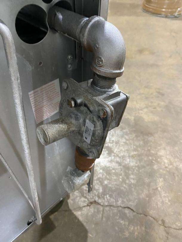 Garland SunFire Series gas range model X60-10RR pipe connection detail. Features stainless steel finish.