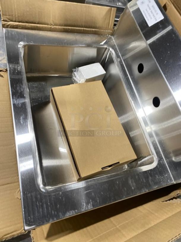 BRAND NEW Mixrite Atosa stainless steel hand washing sink, model MRSHS18, with faucet; in original packaging.