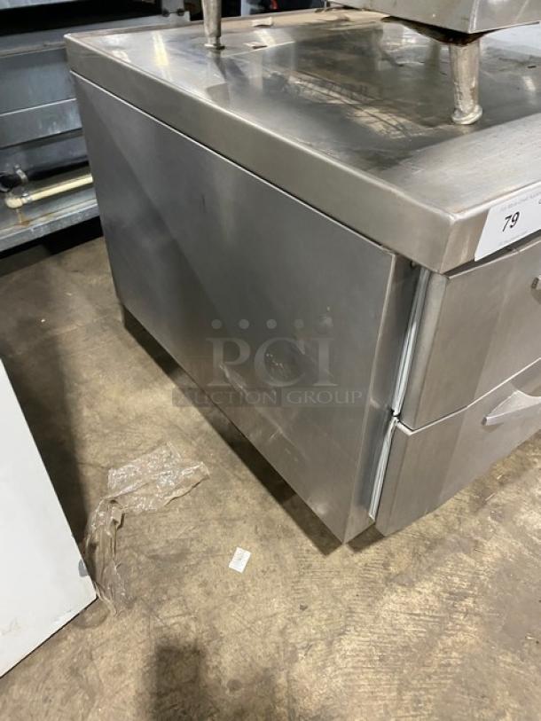 Victory CBR361 stainless steel 2-drawer refrigerated chef base, SN: 12409786, on casters, used condition, 115V 1 Phase.