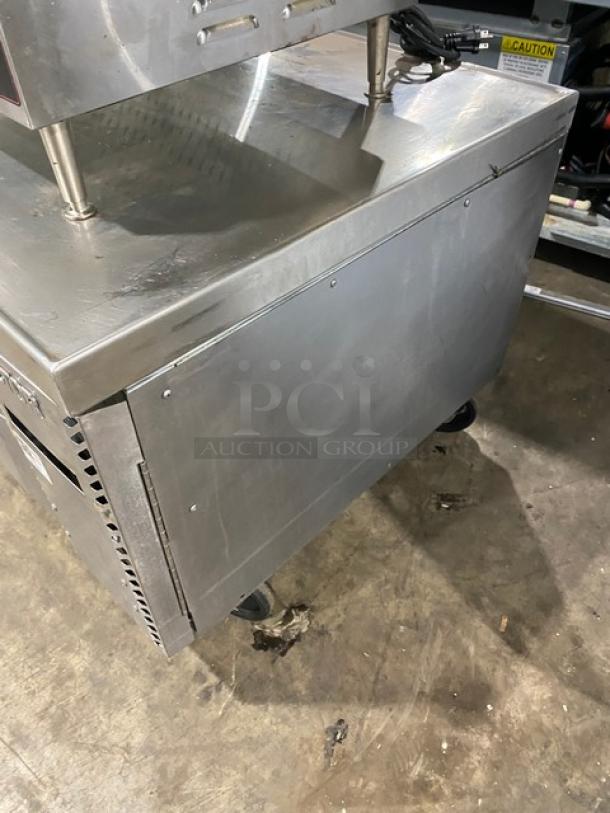 Victory Commercial Stainless Steel 2 Drawer Refrigerated Chef Base, Model CBR361, 115V 1 Phase, on casters, SN: 12409786.