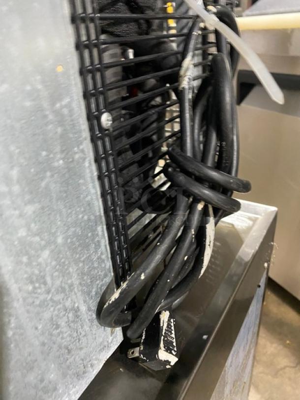 Turbo-Air stainless steel bain marie refrigerated prep table, model JST-36-N, featuring a poly-coated wire rack.