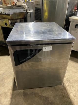 Turbo-Air Commercial Stainless Steel Solid Single Door Undercounter Worktop Refrigerator! With Poly Coated Wire Rack! On Casters! - Item #1201023