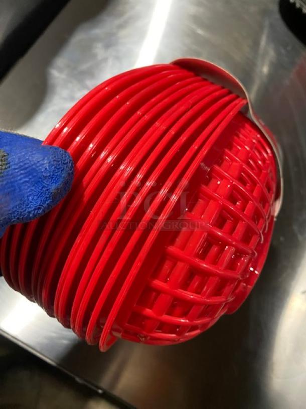 Brand new Winco Winware Series red oval fast food serving baskets, model POB-R. Set of 12, stackable design.