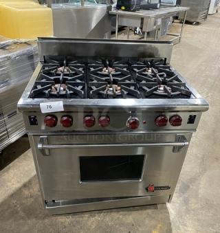 Wolf Gourmet Series Commercial Stainless Steel Natural Gas Powered 6-Burner Range/Oven Combo! With Wired Oven Rack! - Item #1200837