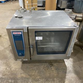 Rational Self Cooking Center Series Commercial Stainless Steel Natural Gas Powered 6-Pan Full-Size Combi Oven! Energy Star Certified! With Wired Oven Racks! With Gas Connection Hose! Model: SCCWE62G SN: G62S116092545598! 208V 1 Phase! On Legs! - Item #1200811
