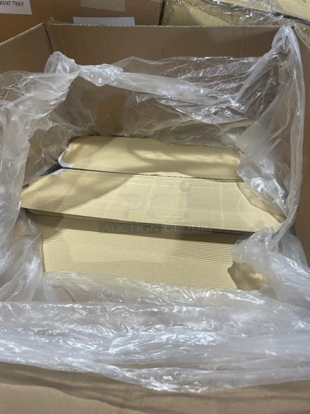 Mixed pallet of new Pack N'Wood commercial food containers and Eco-Products compostable items in original packaging.
