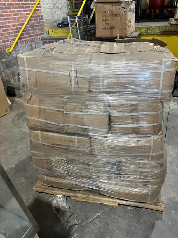 Pallet of AeroGlove biodegradable gloves, model 3697BC, 1,200 per case, wrapped in plastic, new condition.