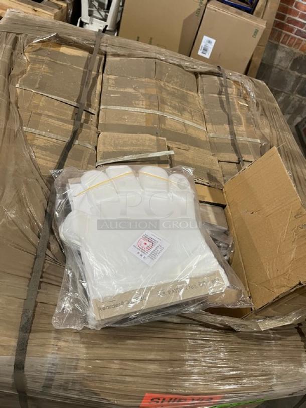 BRAND NEW AeroGlove Model 3697BC biodegradable gloves, full pallet, 1,200 per case, clear, one-size-fits-most, sealed packaging.