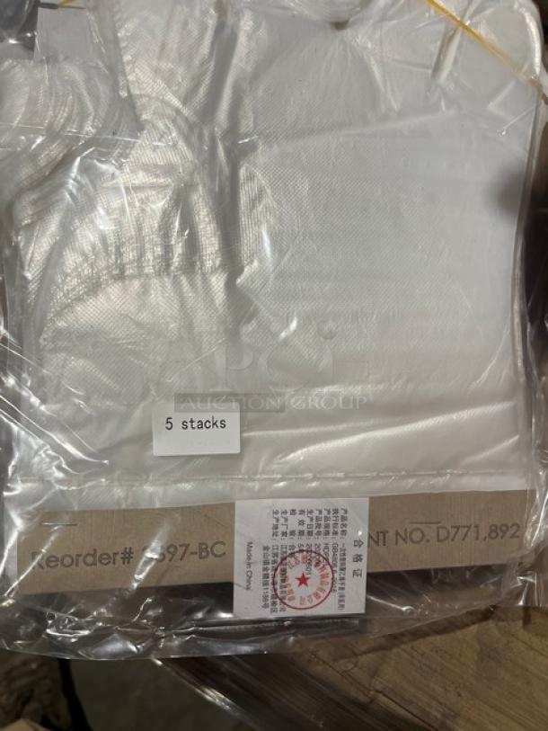Thumbnail of a full pallet of AeroGlove biodegradable gloves, Model 3697BC, 1,200 per case, labeled "5 stacks." Brand new condition.