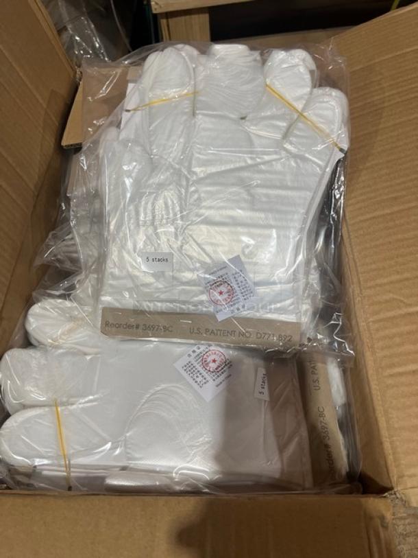 BRAND NEW AeroGlove Model 3697BC biodegradable gloves, full pallet, 1,200 per case, clear, one-size-fits-most, packaged in boxes.