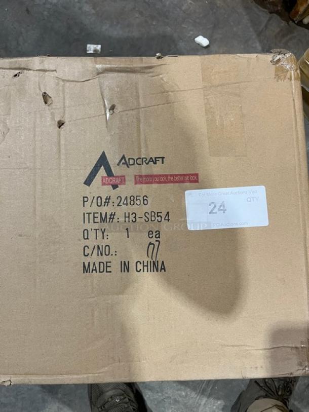 Adcraft Hyperipon3 Series 60 Qt. Aluminum Steamer Basket, Model H3-SB54, with pail style handle; box marked with model info.