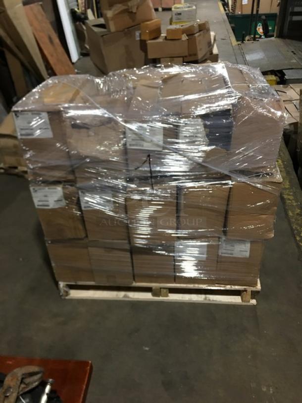 Brand new pallet of Paterson Pacific Parchment black 2-ply dinner napkins, model NG01046, 1,000 per case.