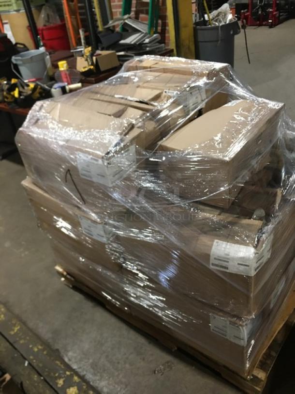 Brand new full pallet of Paterson Pacific Parchment NG01046 black 2-ply dinner napkins, 1,000 per case, shrink-wrapped.