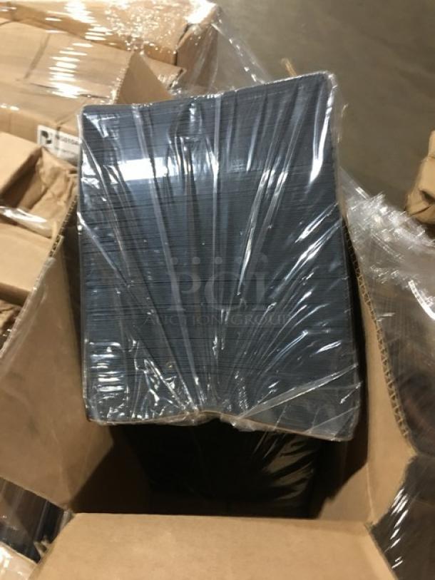 Full pallet of Paterson Pacific Parchment black 2-ply dinner napkins, model NG01046, in sealed cases. Brand new condition.