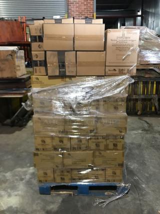 Wrapped pallet with EMI Yoshi trays, Pack N’Wood containers, Sterling knives. All items brand new, in original boxes.