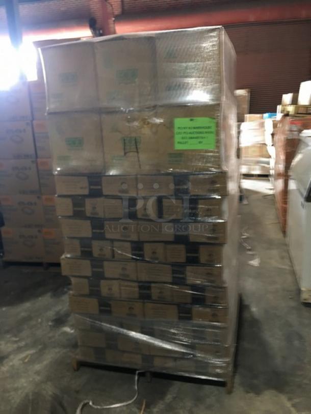 Brand new mixed pallet with Eco-Products EP-BL160LID compostable lids, 50 per case, and EMI Yoshi trays, 20 per case. 91X bid.