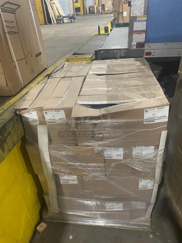Full pallet of Paterson Pacific Parchment NG01046 black 2-ply dinner napkins. Brand new, 1,000 per case, 40X your bid.