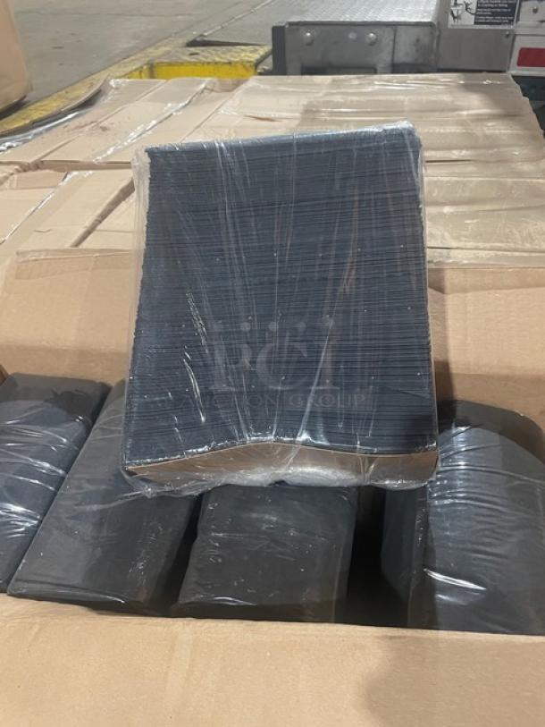Brand new full pallet of Paterson Pacific Parchment black 2-ply dinner napkins, model NG01046, 1,000 per case.