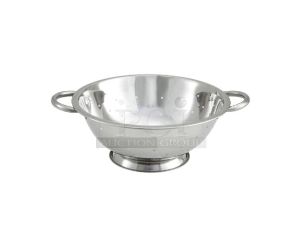 Brand new Winco 5 Qt stainless steel perforated colander with handles, model COD-5, commercial quality.