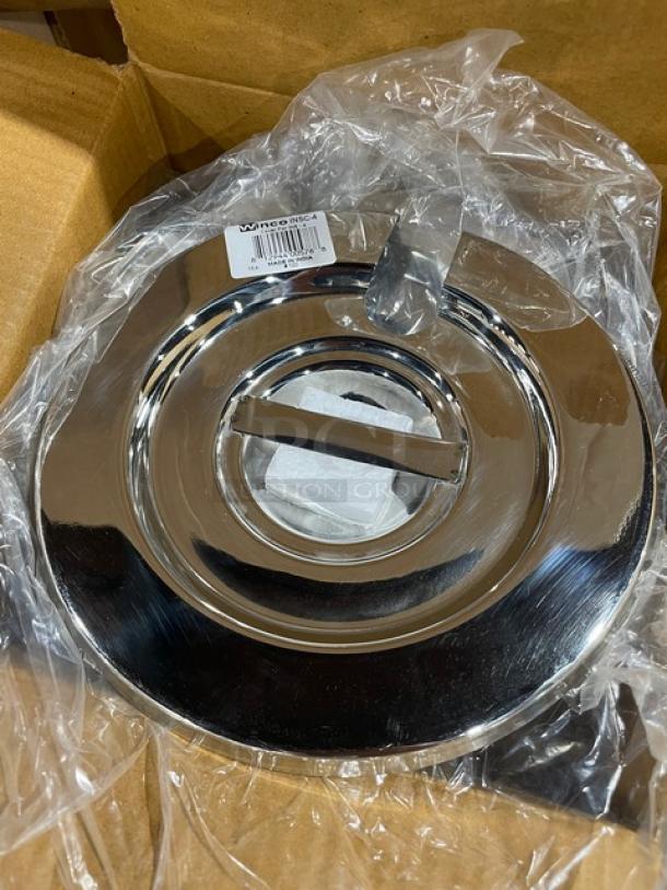 Commercial die-cast zinc alloy wall-mount bottle opener from Winco, model CO-402, brand new in packaging.
