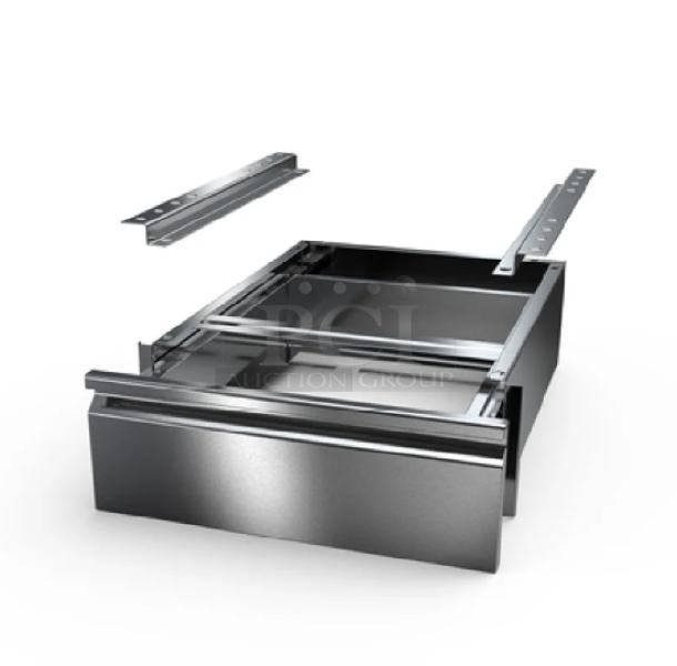 BRAND NEW NBR TDR-2020 stainless steel drawer assembly, commercial-grade, includes sliding tracks, excellent condition.