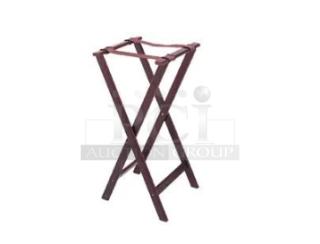 BRAND NEW Winco 32” Mahogany Finished Folding Tray Stand, Model TR-34W. Ideal for commercial use, durable and versatile.