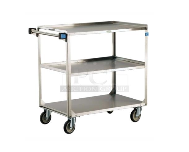 Lakeside Model 444 stainless steel utility cart, new, with reinforced shelving and 500 lb capacity on casters.