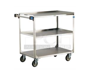 Lakeside Model 444 stainless steel utility cart, new, with reinforced shelving and 500 lb capacity on casters.